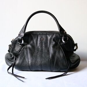 DR Yany Black Pebbled Leather Purse Handbag Satchel